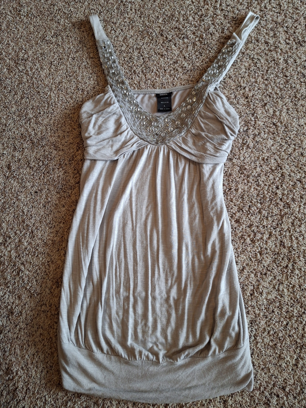 Vanity Beaded Cream Sleeveless Camisole Top